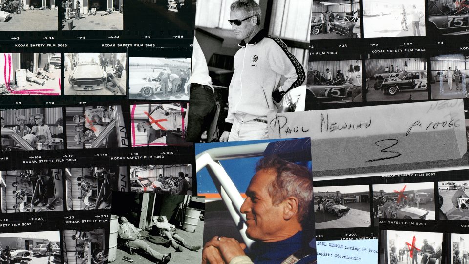 photos and contact sheets of Paul Newman car racing in 1977, ©stevelandis2017